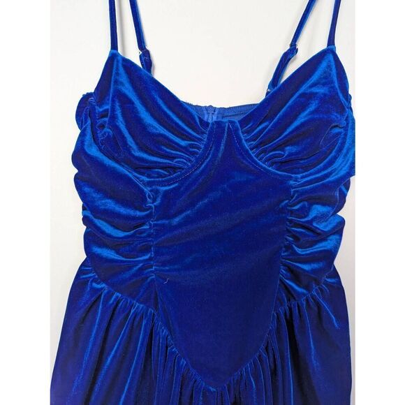 Bershka blue velour mini dress US Small - Picture 5 of 7